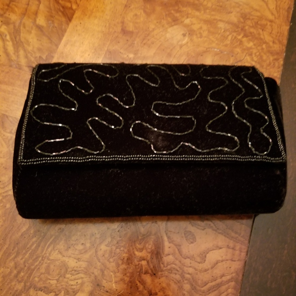 Black velvet evening purse
